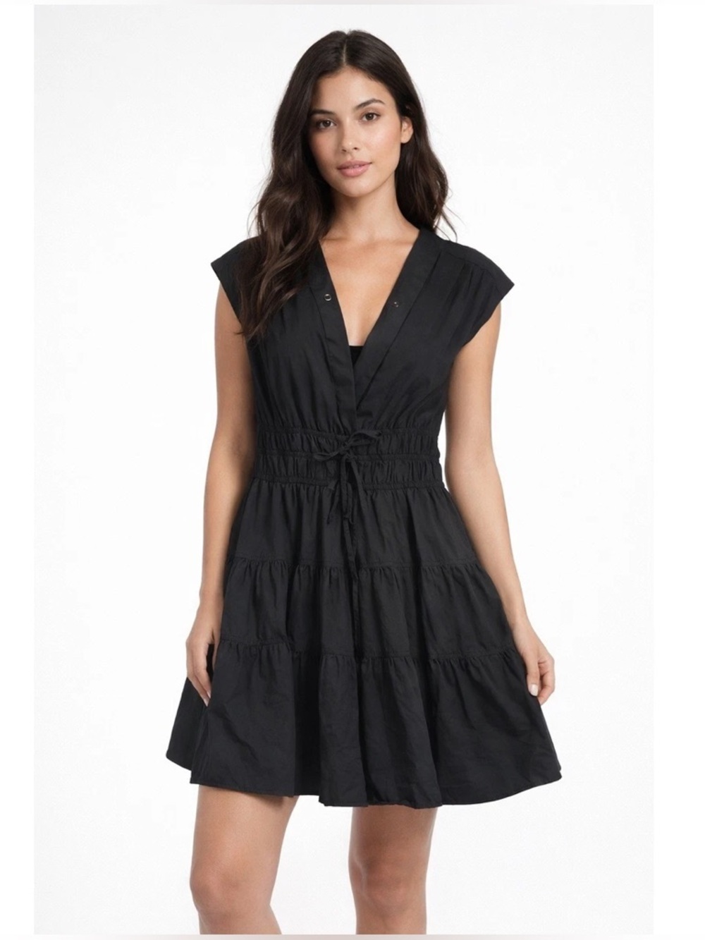 Nicole Miller New York Black Cotton Poplin Short dress XL